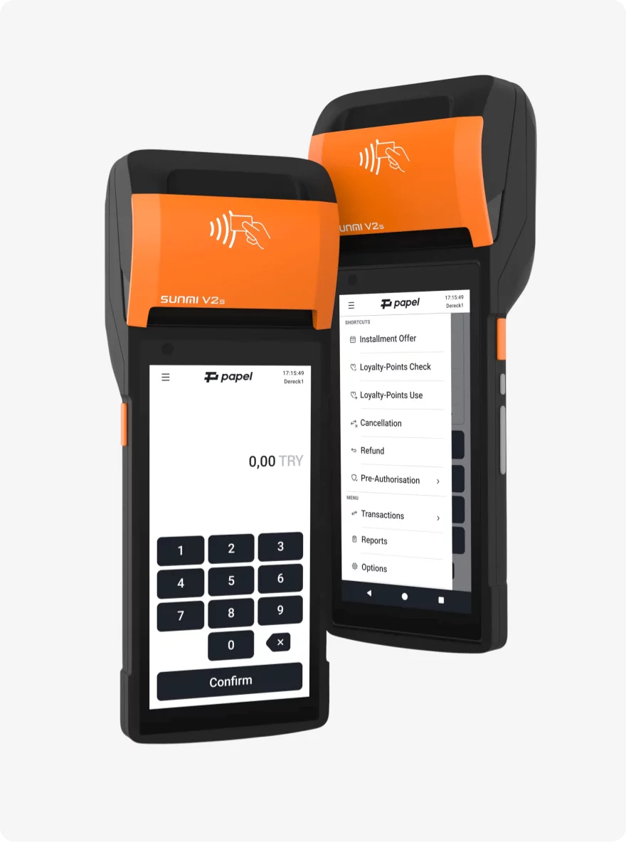 Papel's modernized payment terminal interface designed for efficiency and clarity