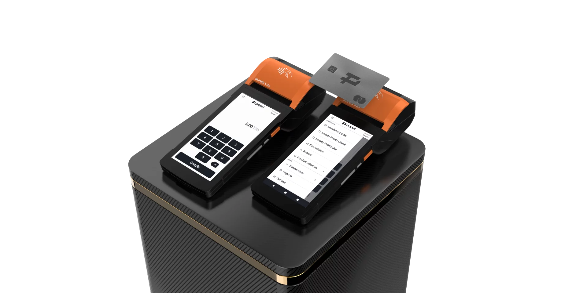 Hero image showcasing TeddyGraphics' UX and UI design for Papel's Payment Terminal Application on Sunmi V2S devices